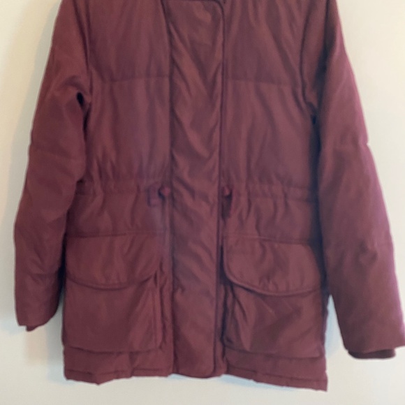 Abercrombie & Fitch Maroon Parka with Faux Fur-Lined Hood Size XS - Picture 6 of 8